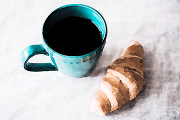 black coffee caffeine croissant cup